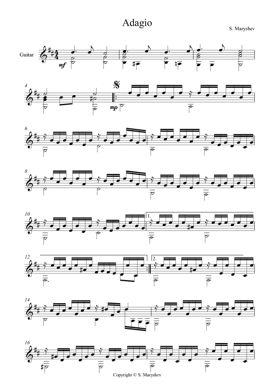 Adagio Acoustic Guitar scores gallery preview page 1