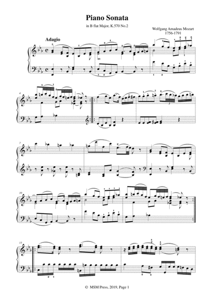 Mozart-Piano Sonata in B flat Major,K.570,No.2