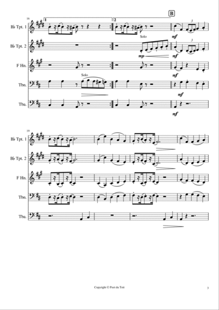 Allegro con grazia from Symphony no. 6 'Pathétique', Op. 74 - PI Tchaikovsky (Brass Quintet) Brass Quintet scores gallery preview page 3