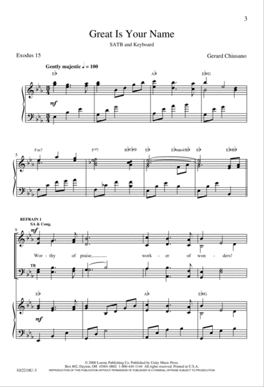 Great Is Your Name 4-Part scores gallery preview page 1