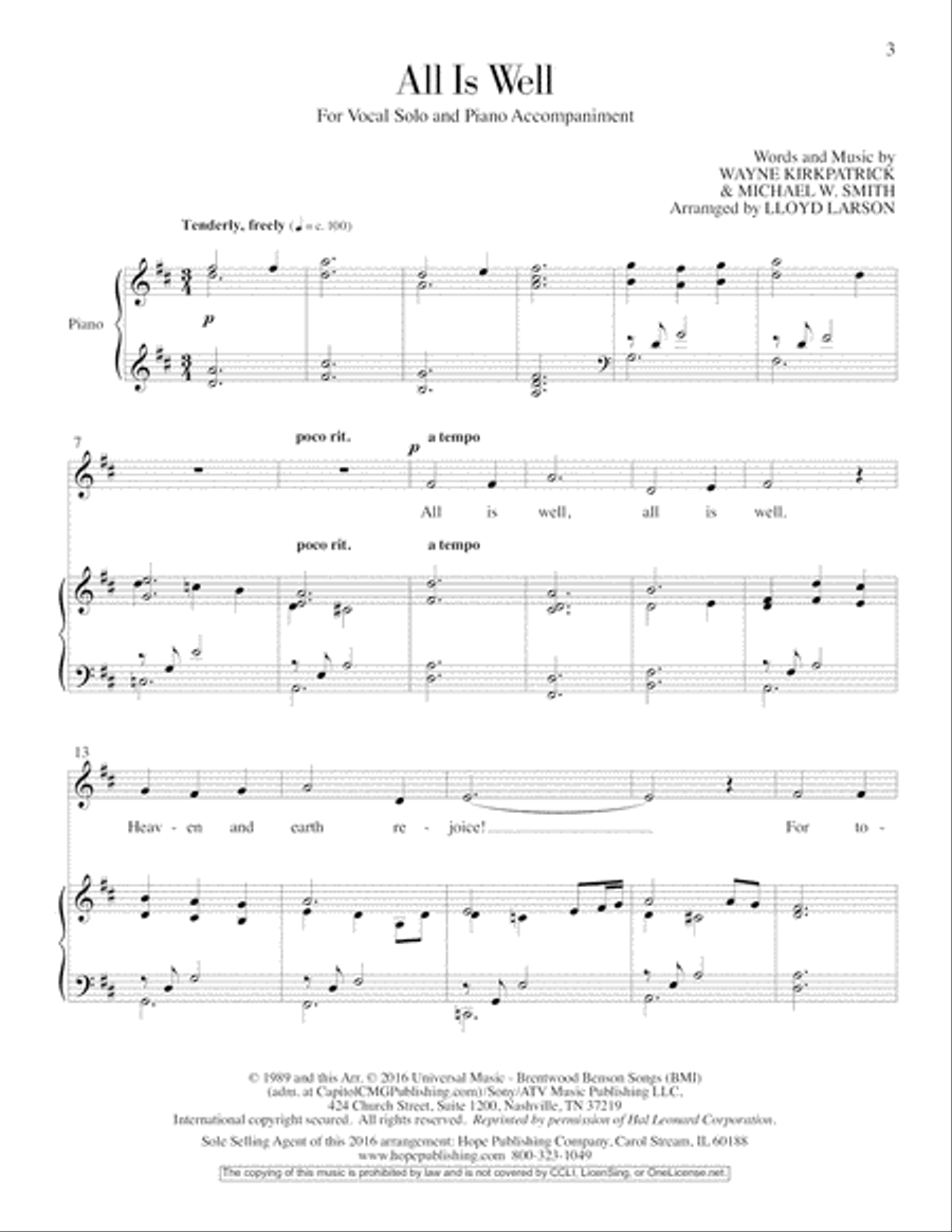 All Is Well Voice Solo scores gallery preview page 2