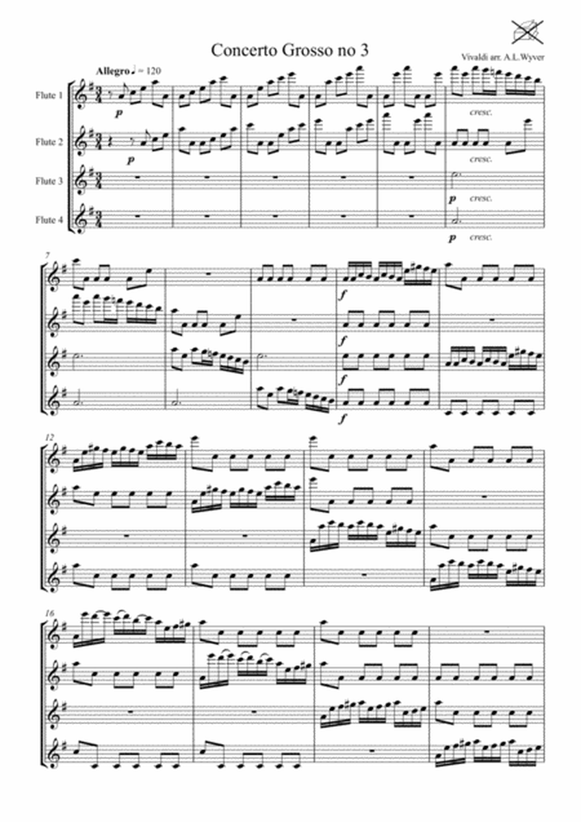Concerto Grosso No. 3 arr. flute quartet image number null