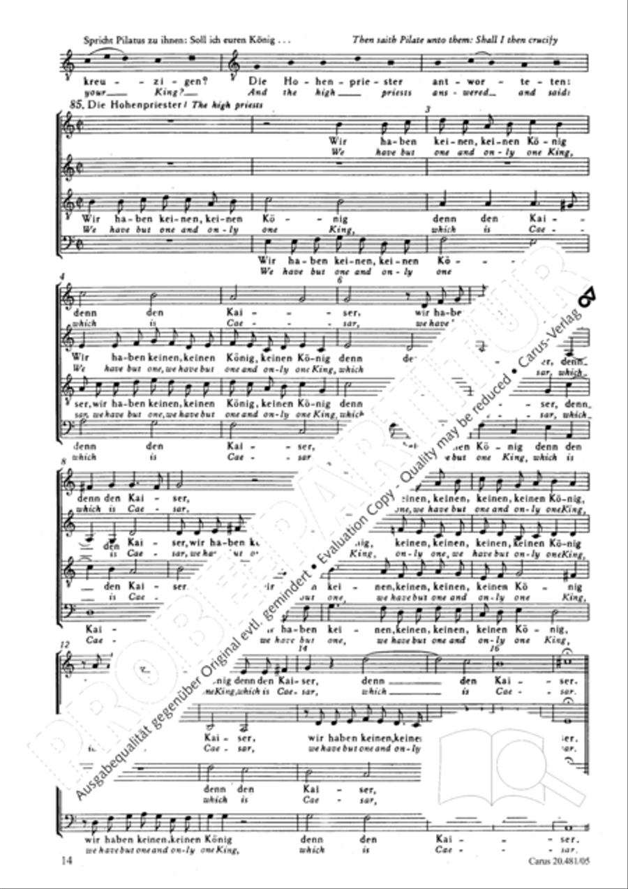 St. John Passion / The Passion of our Lord and Saviour Jesus Christ 4-Part scores gallery preview page 15
