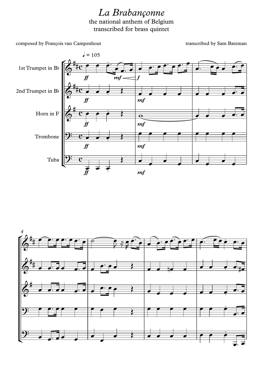 La Brabançonne Brass Ensemble scores gallery preview page 1