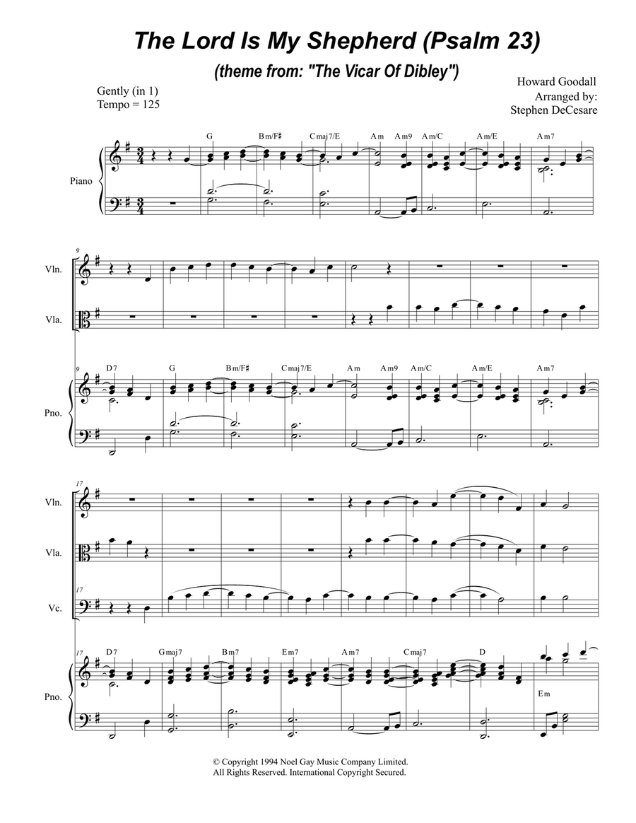 Psalm 23 (theme From The Vicar Of Dibley) String Quartet scores gallery preview page 1