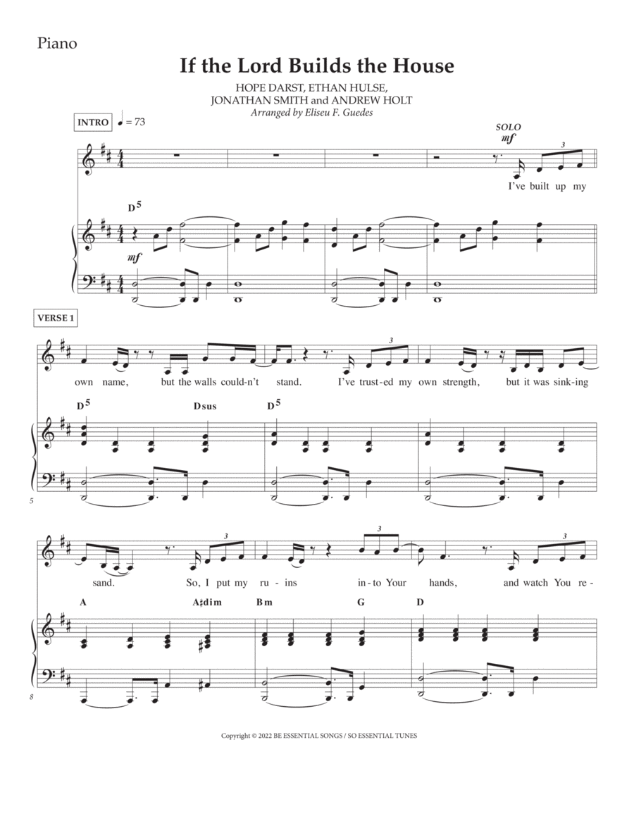 If The Lord Builds The House Piano, Vocal, Guitar scores gallery preview page 1
