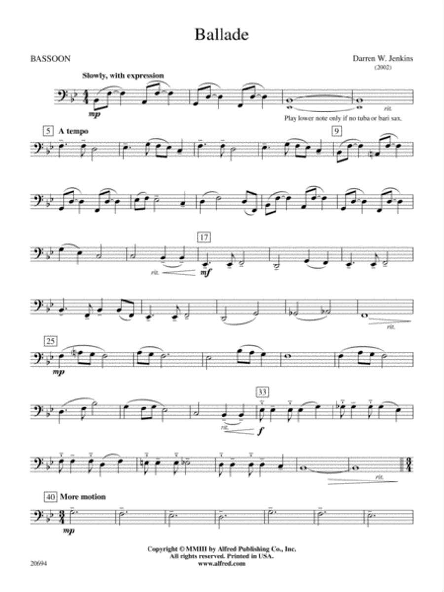 Ballade: Bassoon Ballade: Bassoon Concert Band scores gallery preview page 1