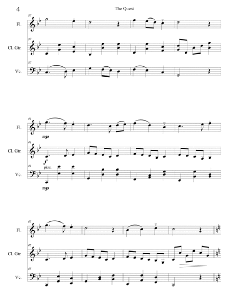 The Quest - trio for Flute, Classical Guitar, and Cello Chamber Music scores gallery preview page 4
