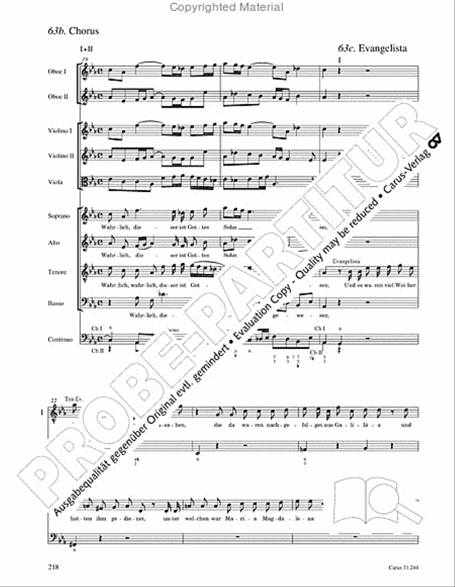 St. Matthew Passion (Matthaus-Passion) 4-Part scores gallery preview page 220
