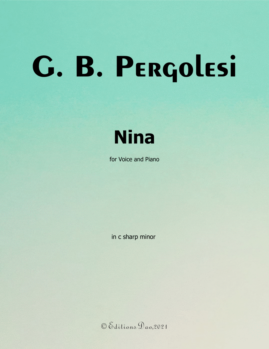 Nina, by Pergolesi, in c sharp minor Voice scores gallery preview page 1