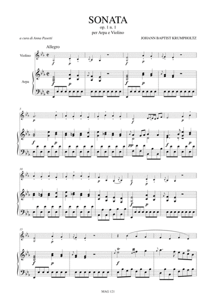 Sonata Op. 1 No. 1 for Harp and Violin