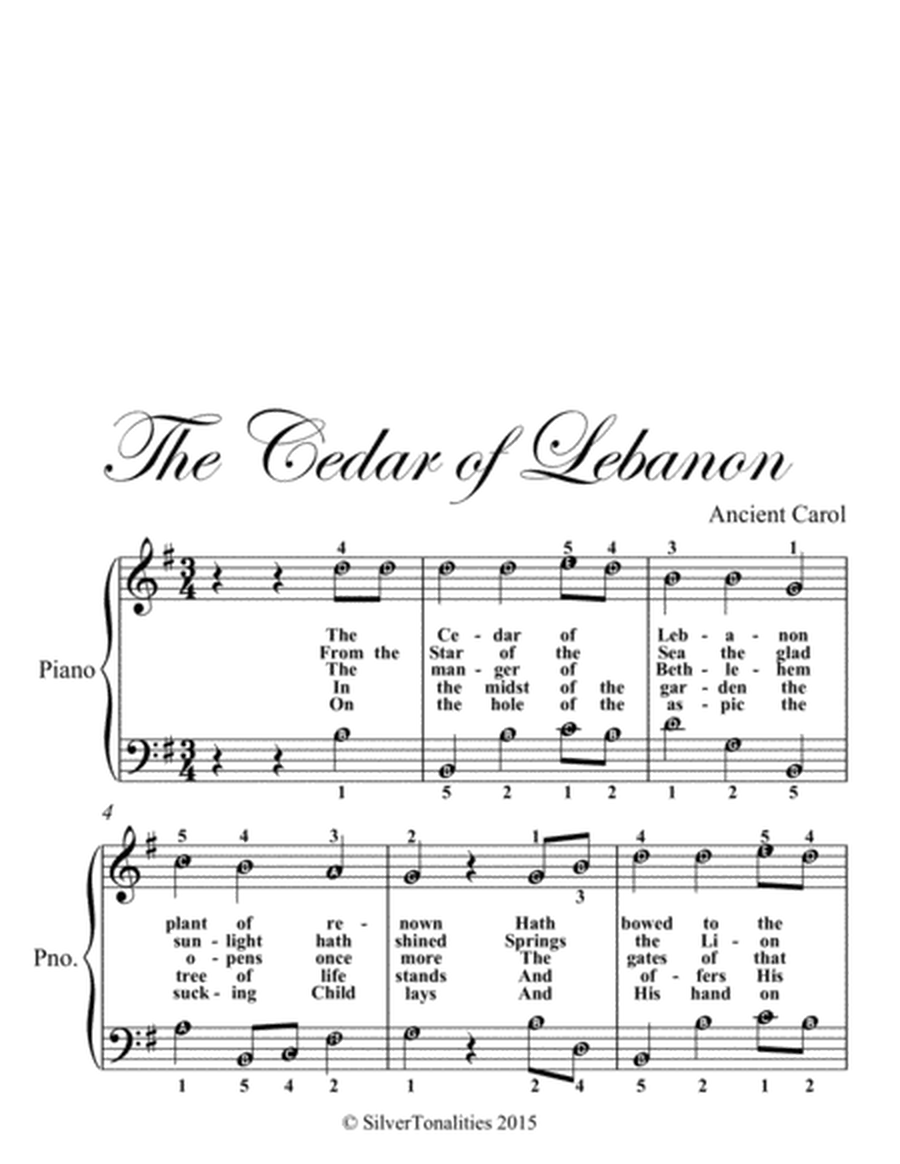 The Cedar of Lebanon Ancient Carol Easy Piano Sheet Music