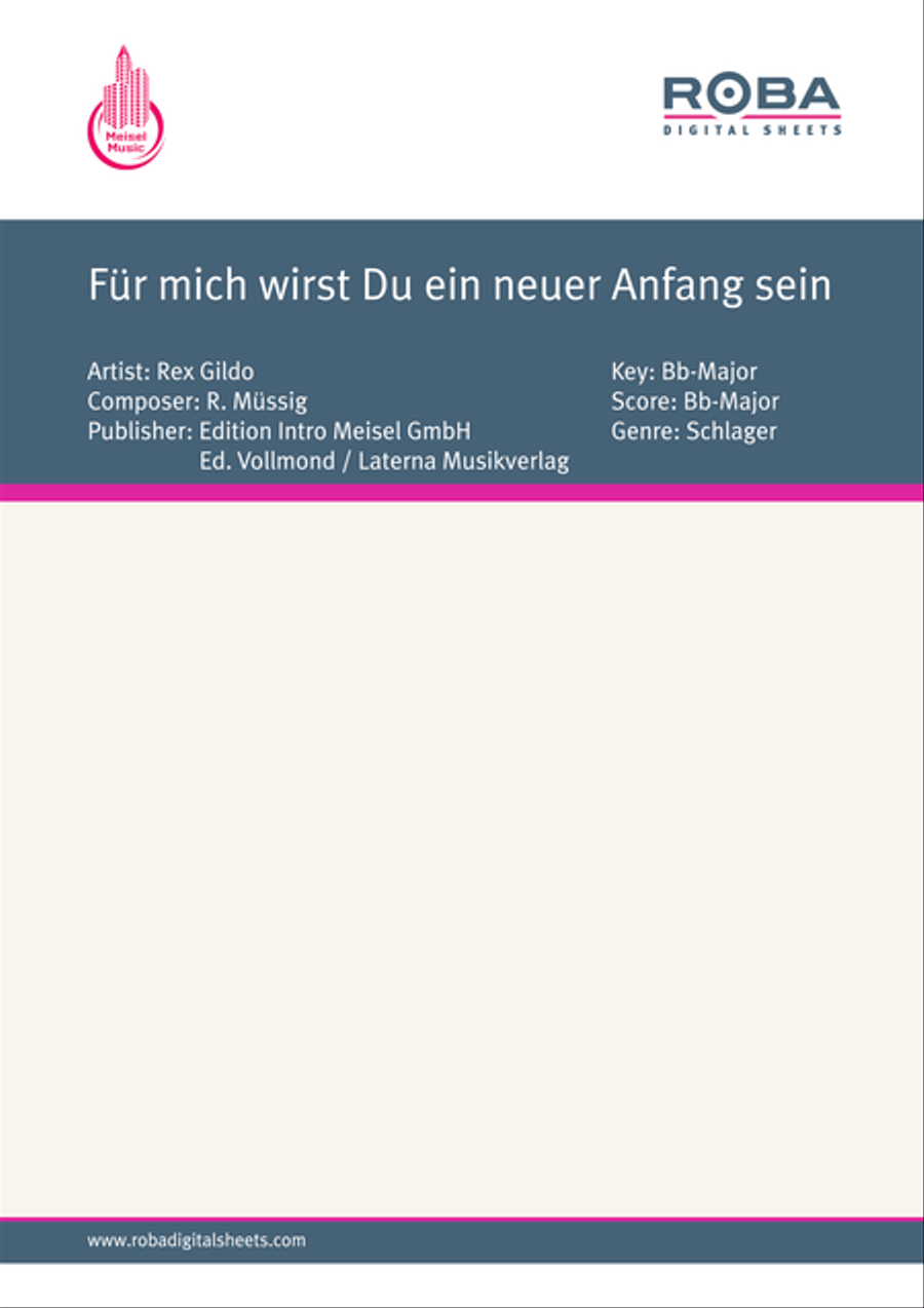 Fur mich wirst Du ein neuer Anfang sein Piano, Vocal scores gallery preview page 1