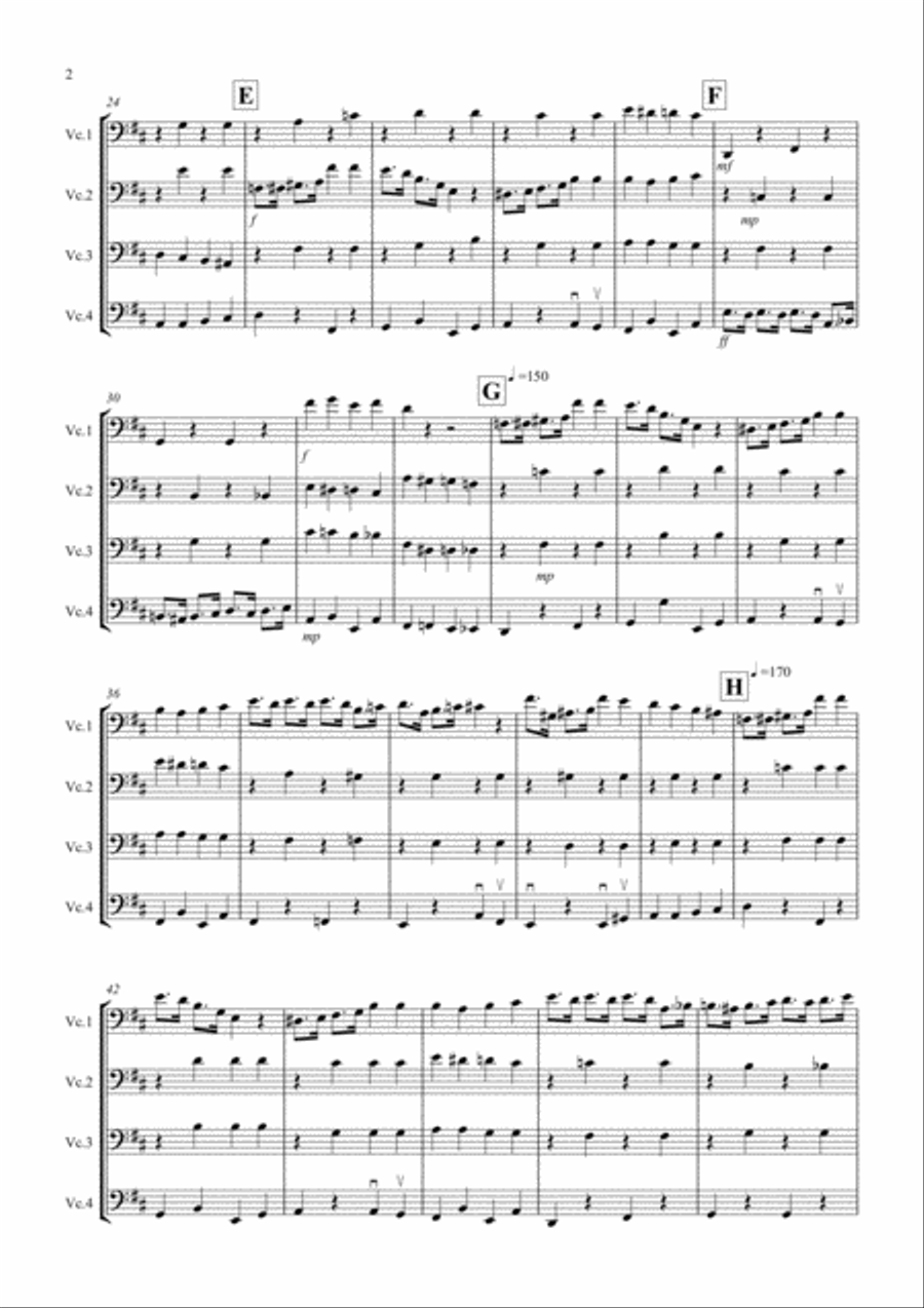 Coffee Shop Polka! for Cello Quartet Cello Solo scores gallery preview page 2