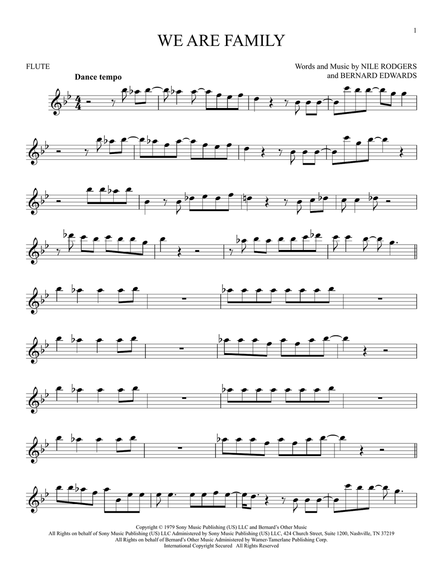 We Are Family Flute Solo scores gallery preview page 1