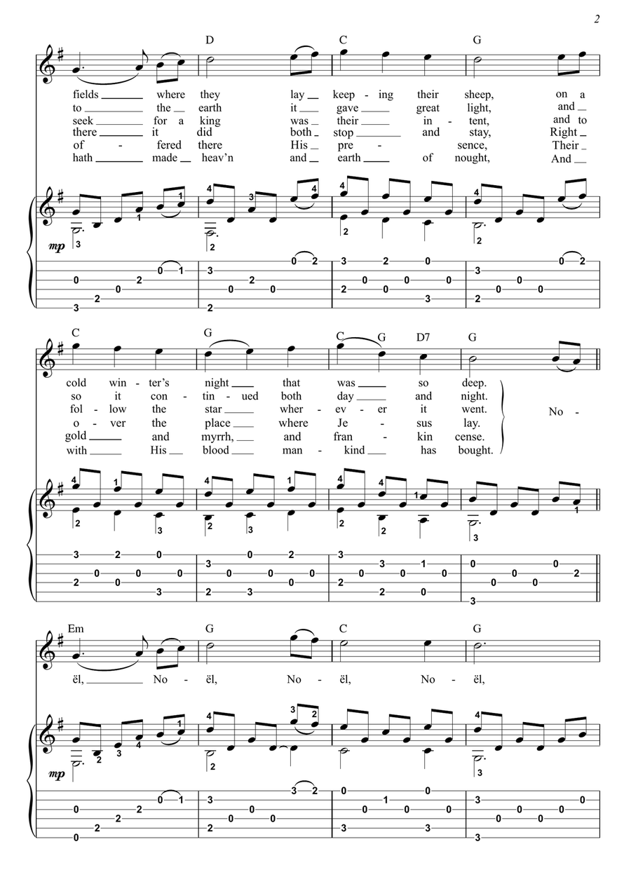 The First Noel guitar fingerstyle Small Ensemble scores gallery preview page 2