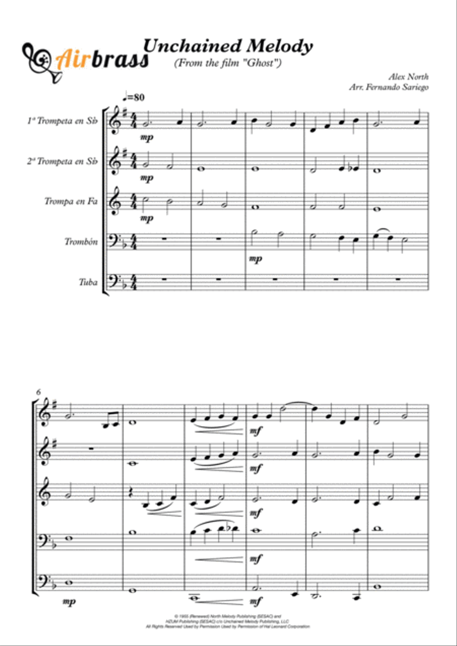 Unchained Melody Brass Ensemble scores gallery preview page 3