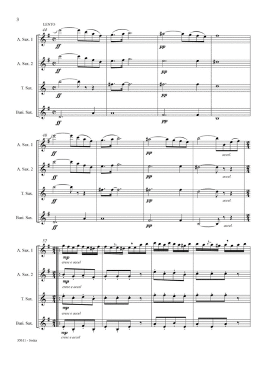 JOSKA: A GYPSY ROMANCE - SAXOPHONE QUARTET Saxophone Quartet scores gallery preview page 4