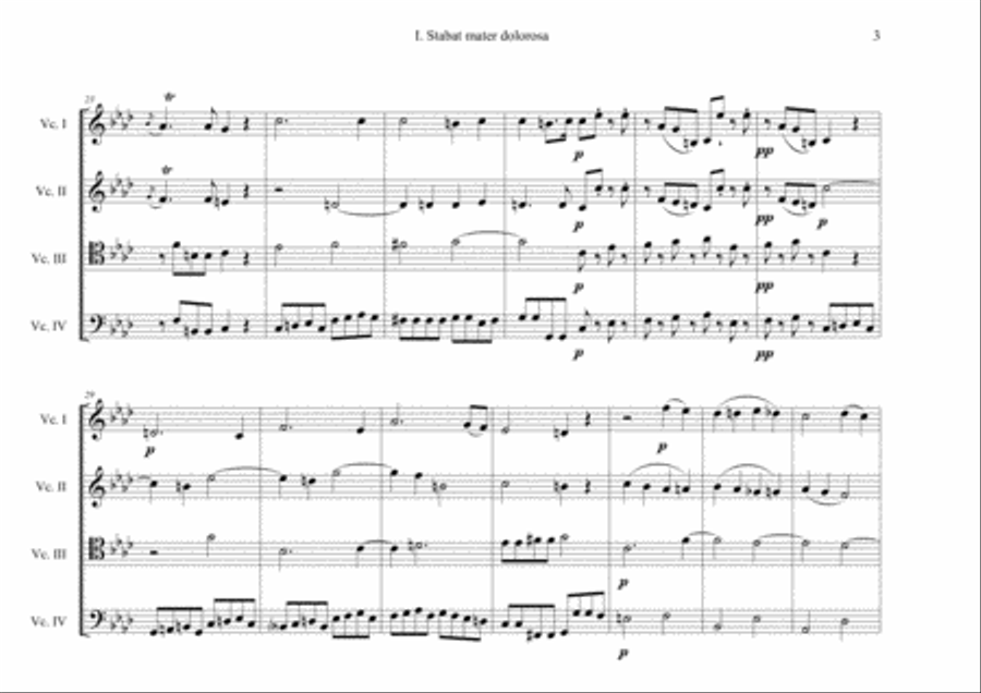 Pergolesi, Stabat mater dolorosa, from Stabat Mater for Cello quartet String Quartet scores gallery preview page 4