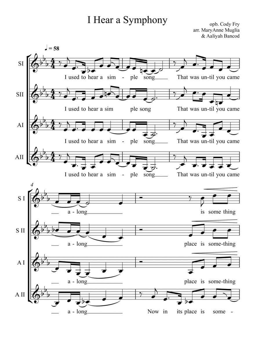 I Hear A Symphony SSAA scores gallery preview page 1