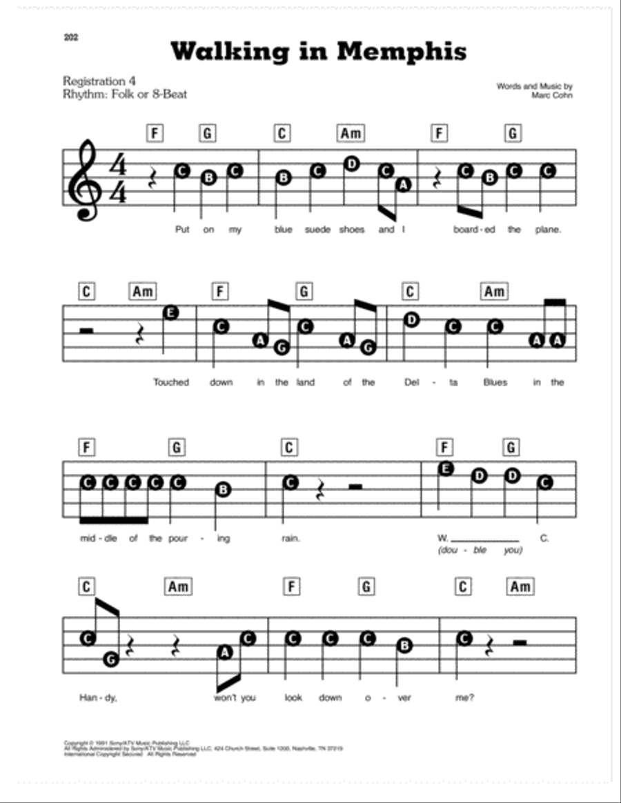 Walking In Memphis Electronic Keyboard scores gallery preview page 1
