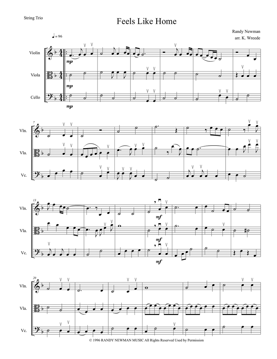 Feels Like Home String Trio scores gallery preview page 1