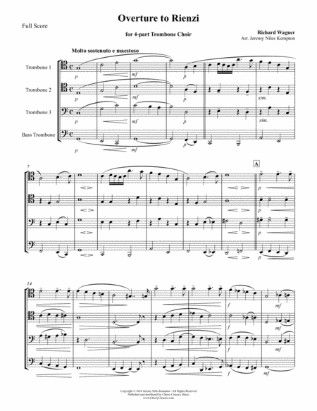 Overture to Rienzi for 4-part Trombone Choir