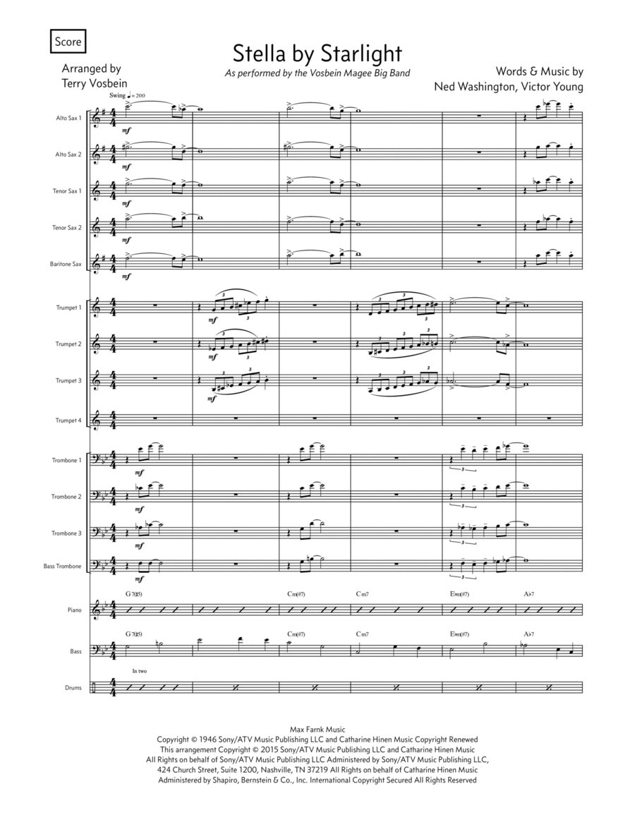 Stella By Starlight by Ray Charles Jazz Ensemble - Digital Sheet Music