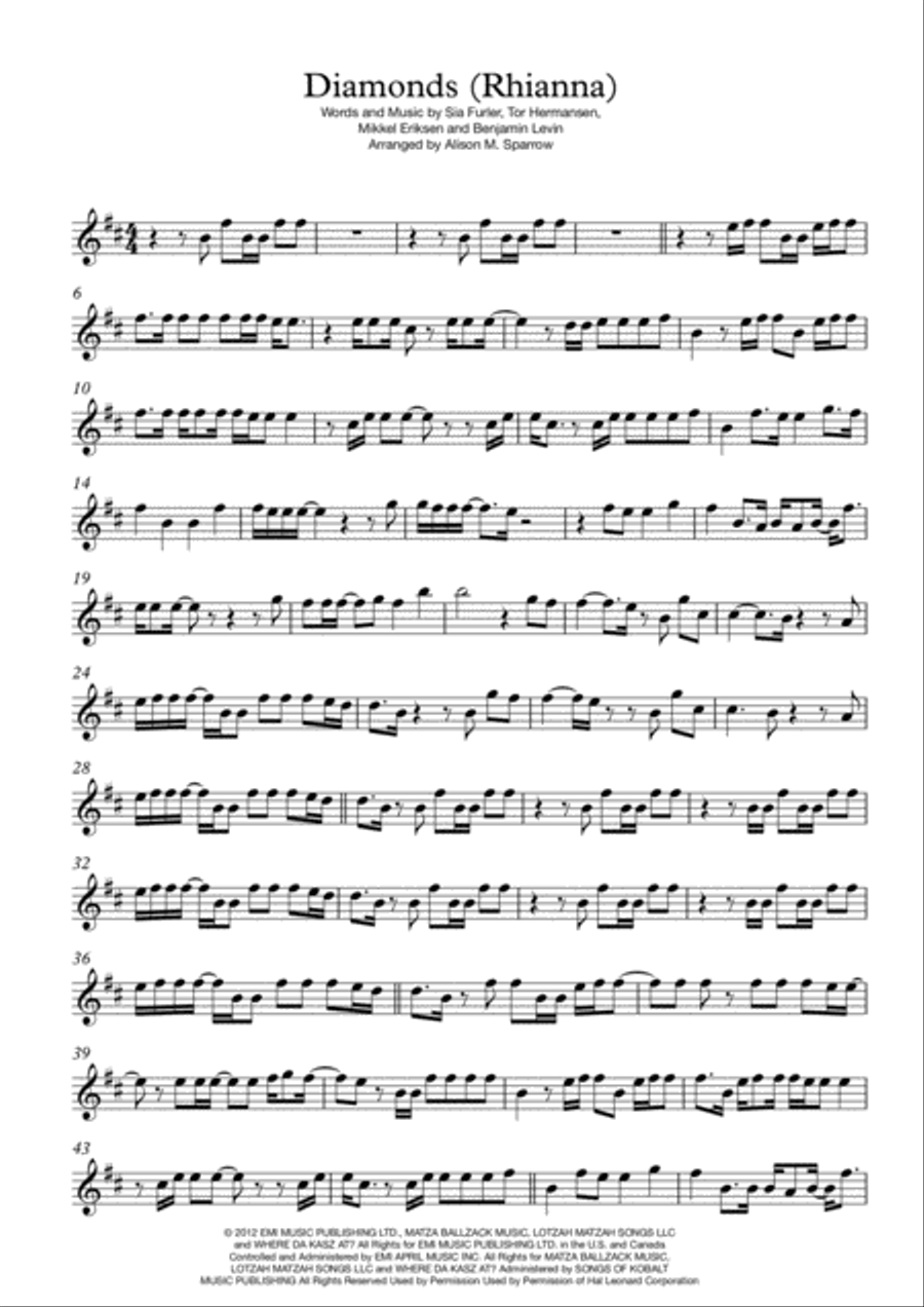 Diamonds Violin Solo scores gallery preview page 1