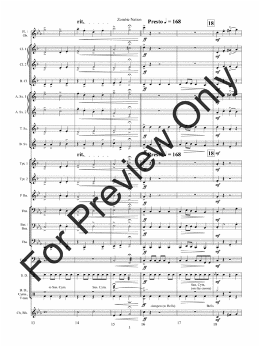 Zombie Nation Concert Band scores gallery preview page 7