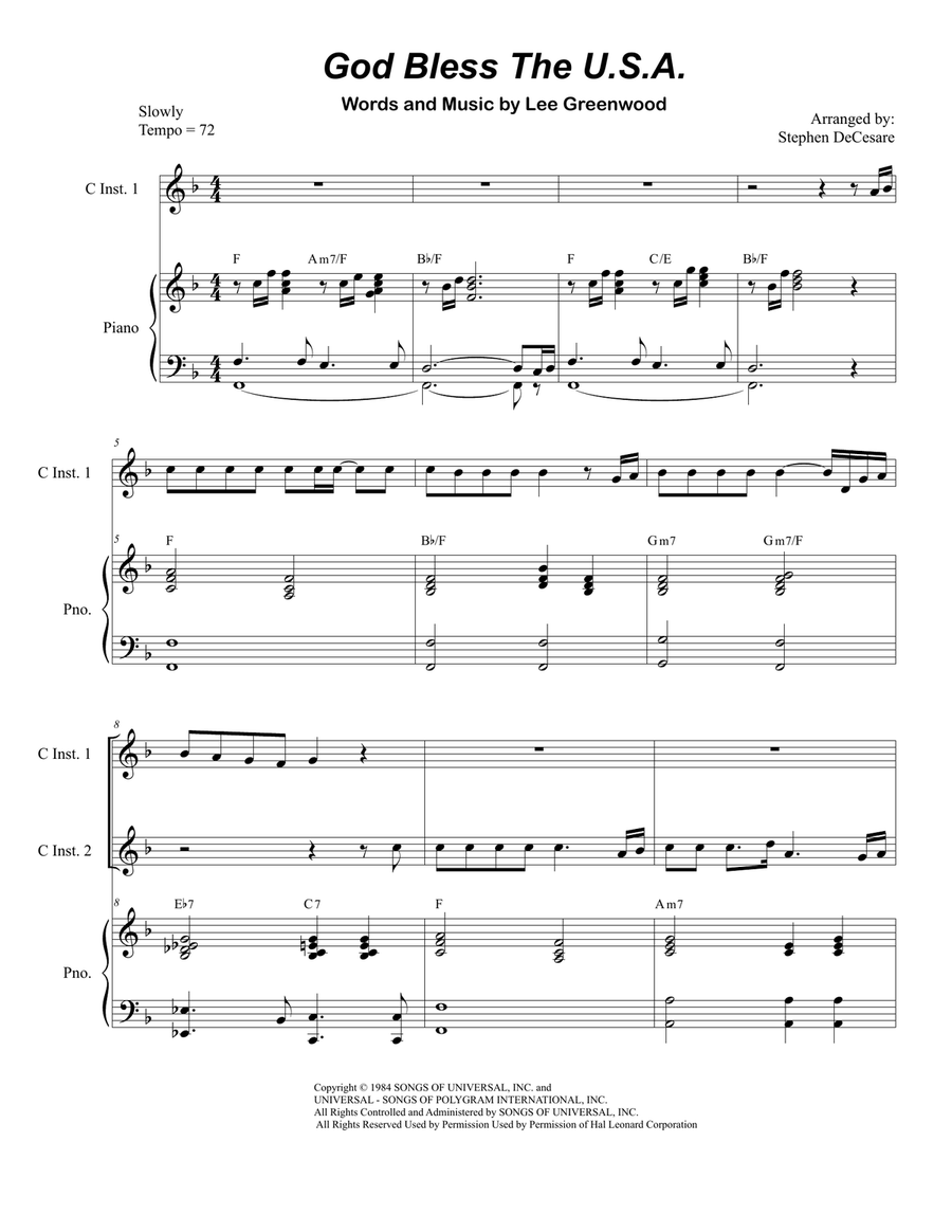 God Bless The U.S.A. God Bless The U.S.A. Flute scores gallery preview page 1