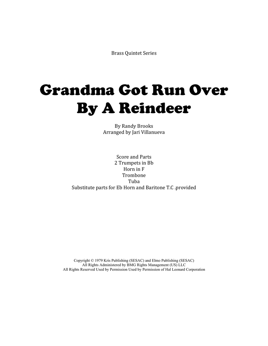 Grandma Got Run Over By A Reindeer Brass Ensemble scores gallery preview page 1