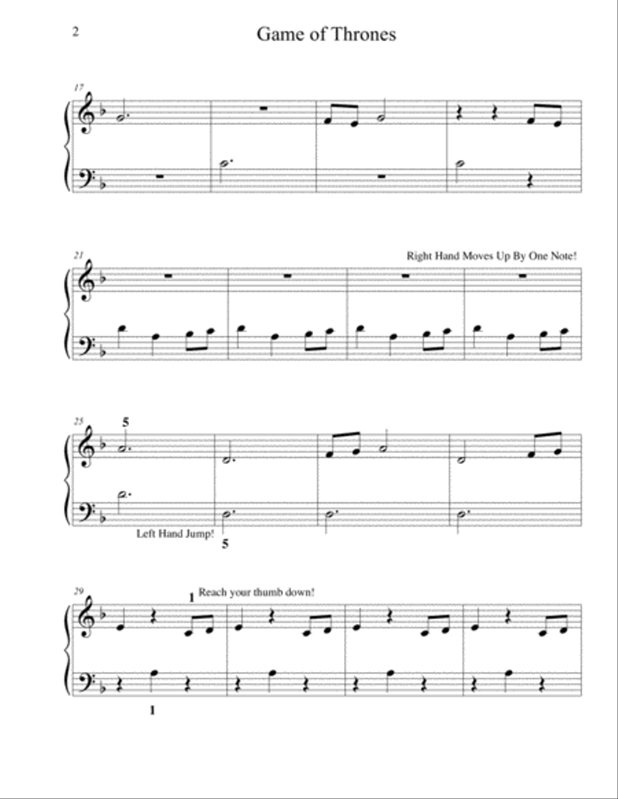Game Of Thrones Easy Piano scores gallery preview page 3