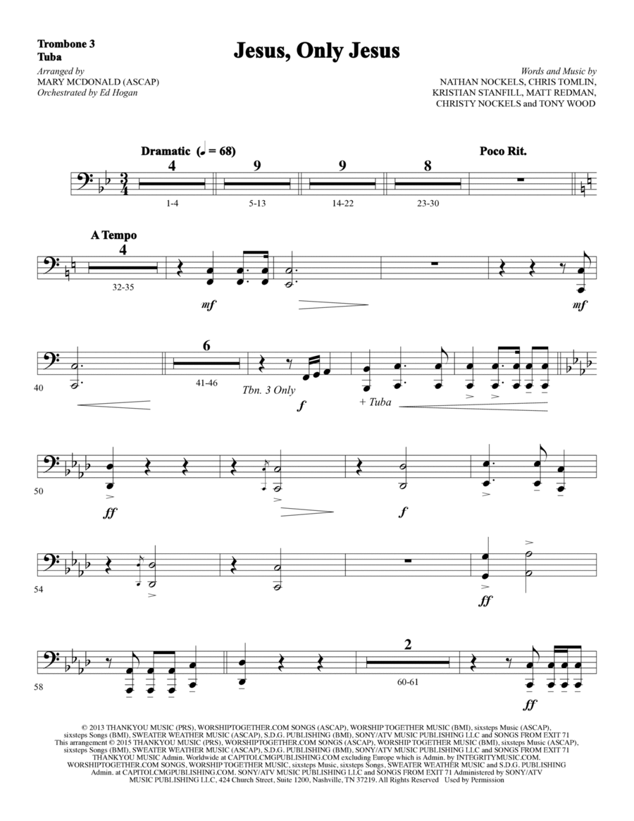 Jesus, Only Jesus - Trombone 3/Tuba Choir scores gallery preview page 1