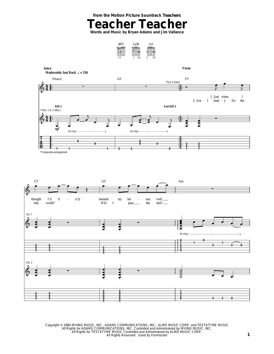 Teacher Teacher Teacher Teacher Acoustic Guitar scores gallery preview page 1