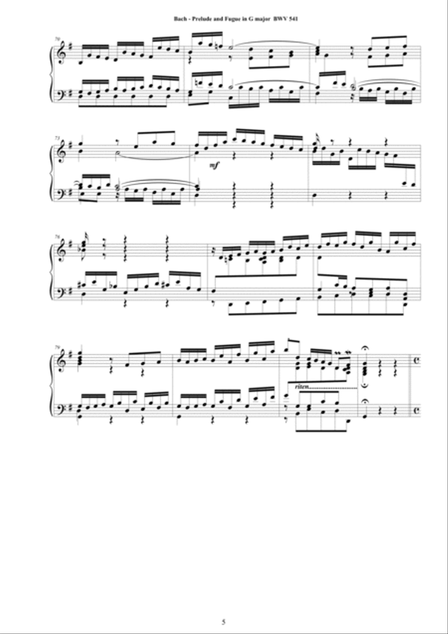 Bach - Prelude and Fugue in G major BWV 541 for Piano Piano Solo scores gallery preview page 5