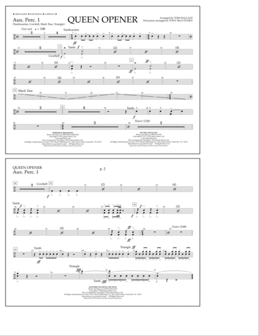 Queen Opener - Aux. Perc. 1 Marching Band scores gallery preview page 1