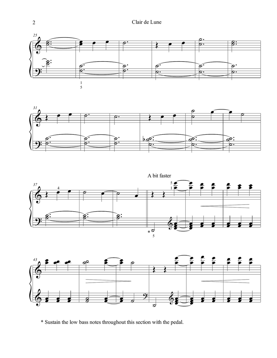 Clair de Lune - easy piano/early intermediate Easy Piano scores gallery preview page 2