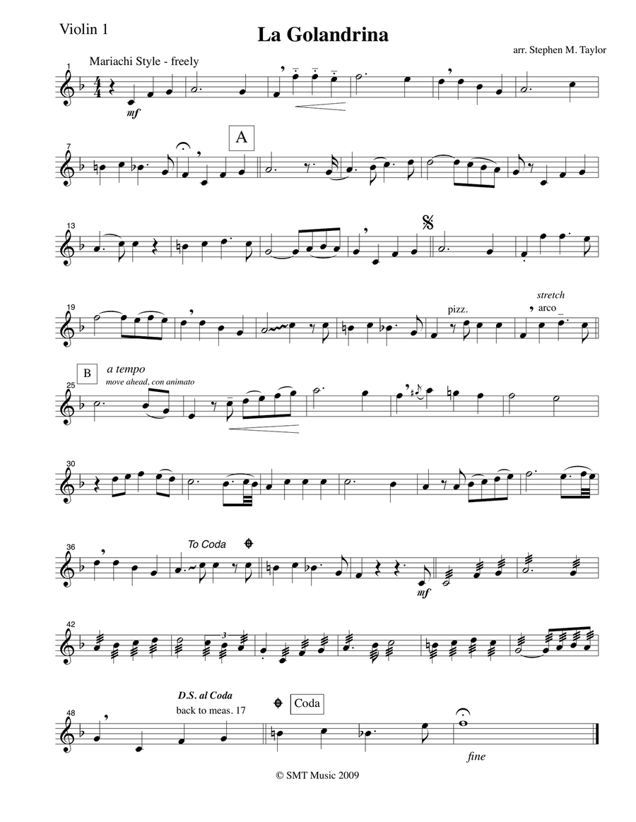 La Golandrina (The Swallow) String Quartet scores gallery preview page 1