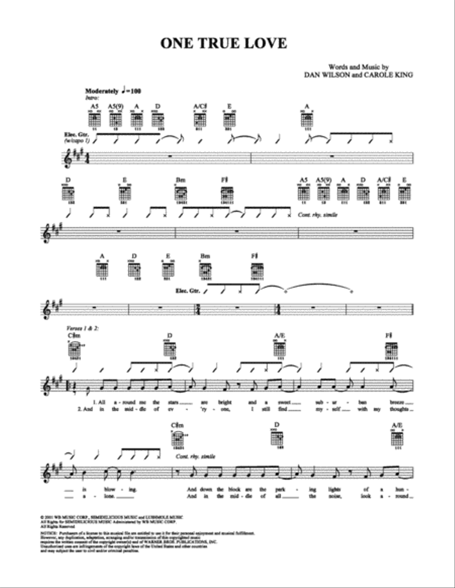 One True Love Electric Guitar scores gallery preview page 1