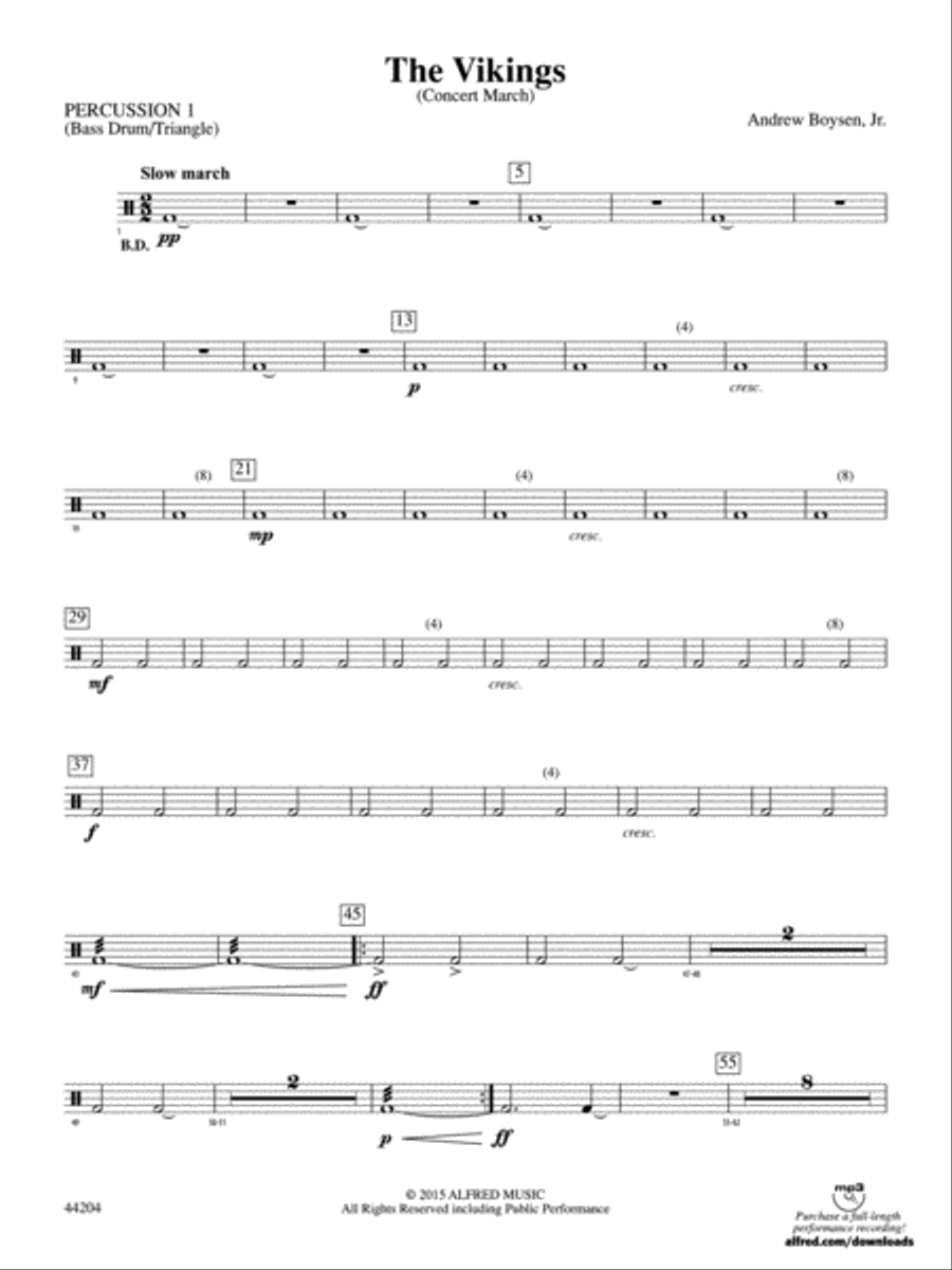 The Vikings: 1st Percussion Concert Band scores gallery preview page 1