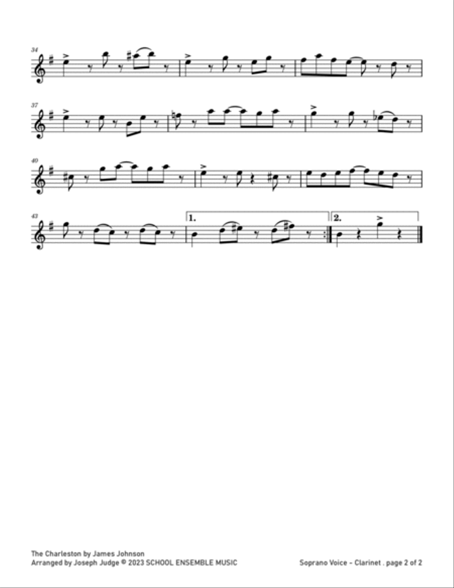 The Charleston by James Johnson for Clarinet Quartet in Schools Clarinet Quartet scores gallery preview page 5