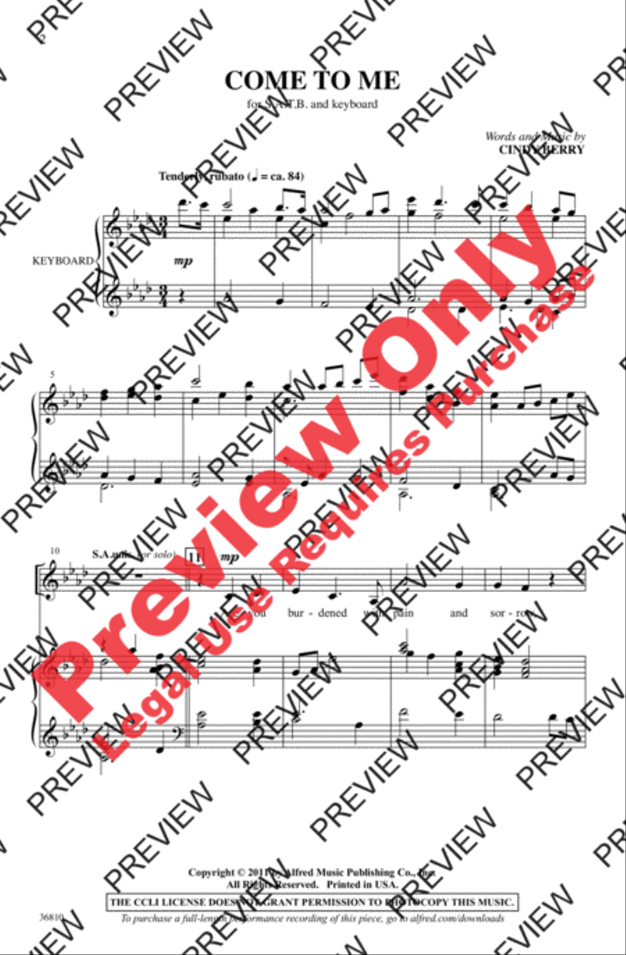 Come to Me 4-Part scores gallery preview page 2