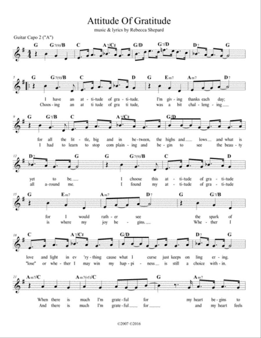 Attitude Of Gratitude Lead Sheet Small Ensemble scores gallery preview page 1