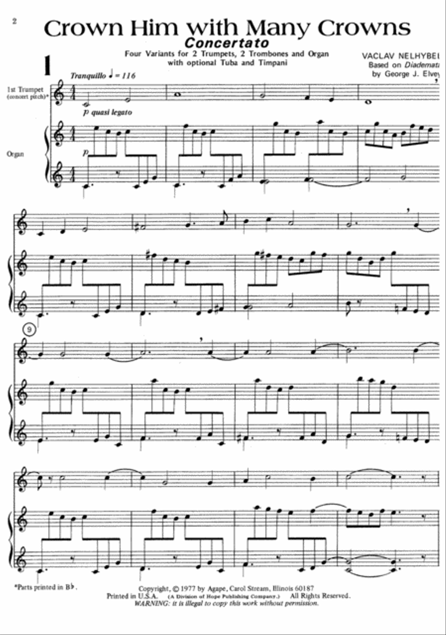 Crown Him with Many Crowns Tuba scores gallery preview page 2