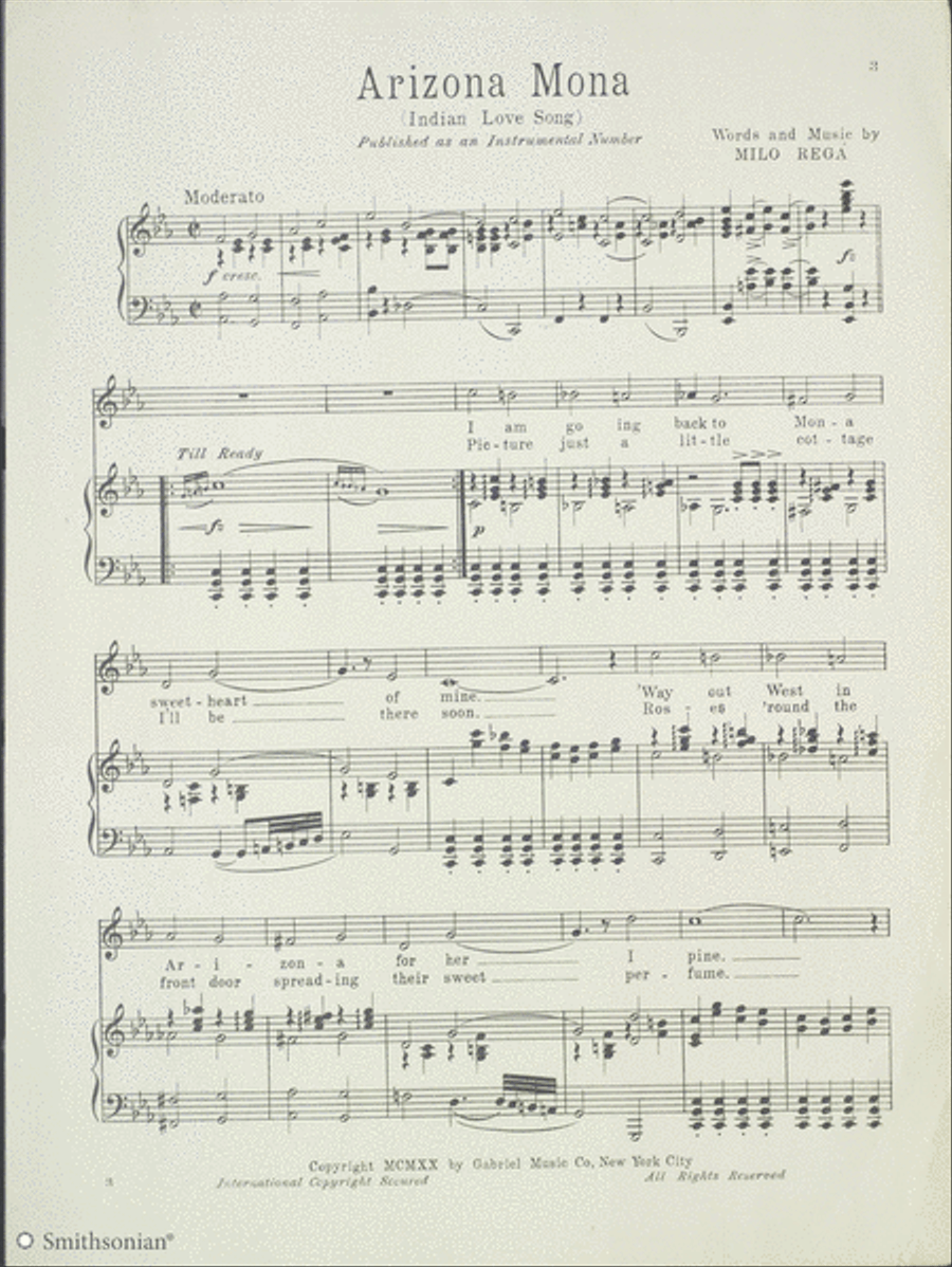 Arizona Mona (Indian Love Song) Piano, Vocal scores gallery preview page 3