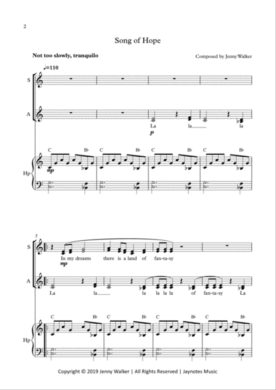 Song of Hope - Female voices (SA) SSA scores gallery preview page 2