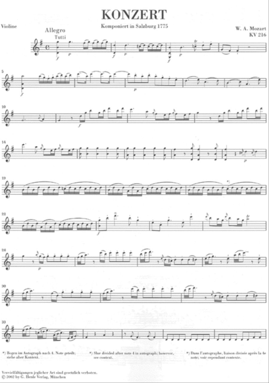 Violin Concerto No. 3 in G Major K216 Violin Solo scores gallery preview page 3