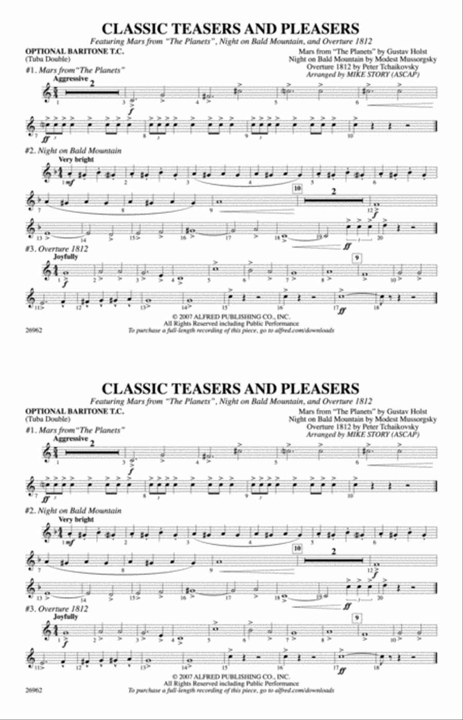 Classic Teasers and Pleasers: Optional Baritone T.C. (Tuba Double) Marching Band scores gallery preview page 1