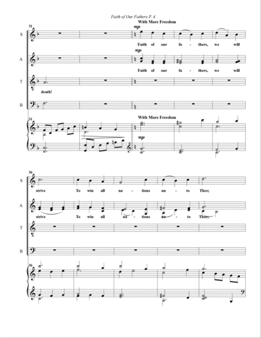 Faith of Our Fathers--SATB/Piano.pdf 4-Part scores gallery preview page 5